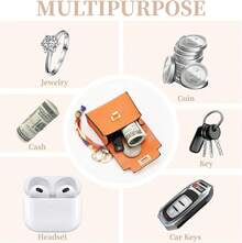 Mini Backpack Keychain For Women,Small Change Pouch Coin Purse Twist-Lock With Key Headset Bag(Orange) - 紫色 - 查看 4