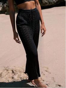 Swim Chiccia Summer Beach Hollow Out Drawstring Waist Cover Up Pants