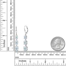 Gem Stone King 3-Stone Leverback Drop Dangle Earrings Women |   925 Sterling Silver |   Gemstone Birthstone |   Oval 8X6MM 7X5MM And 6X4MM |   Fine Jewelry Gifts Her Mom Women Wife - 海藍寶石,三月 - 查看 6