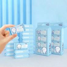 8/16/32/64/128pcs Mini Portable Hand And Mouth Cleaning Wipes - Dusty Blue - View 1