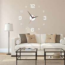 Simple Illuminated Digital Clock, European Style DIY Silent Wall Clock, Suitable For Study Room And Living Room, No Drilling Required, Wall-Mounted Clock