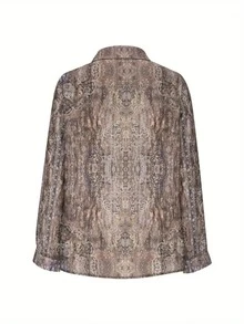 大码前扣休闲衬衫 - 彩色 - 查看 3