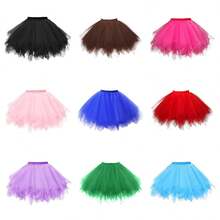 Christmas Punk Style Tutu Skirt For Women, Asymmetrical Hem, Fluffy, Multi-Layer Mesh, Suitable For Holiday, Stage, Party, Performance, Cosplay, Available In White, Black, Red, Pink, Blue - Small Gauze Skirt - View 10
