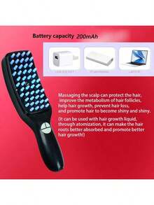 USB Rechargeable Massage Hair Brush, Scalp Acupressure Comb, Red Light Hair Growth Stimulator, Multi-Function Electric Massage Hair Brush, Hair Loss Prevention Vibration Comb With Spray Mist - Multicolor - View 7