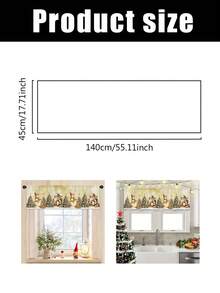 45*140 cm świąteczna zasłona okienna, złota zasłona okienna z motywem bałwana i choinki, z kieszenią na drążek, odpowiednia do kuchni, sypialni, biura i salonu, materiał poliestrowy, całoroczna świąteczna dekoracja domu - Wielokolorowe - Zobacz 13