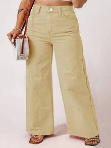 大码女式街头风阔腿裤，适合日常通勤和返校穿着，春夏款 - 駝色 - 查看 3