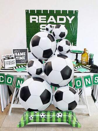 1 个立式足球铝箔气球，适用于足球场装饰、体育主题派对用品、生日派对装饰、足球主题派对、体育赛事派对用品