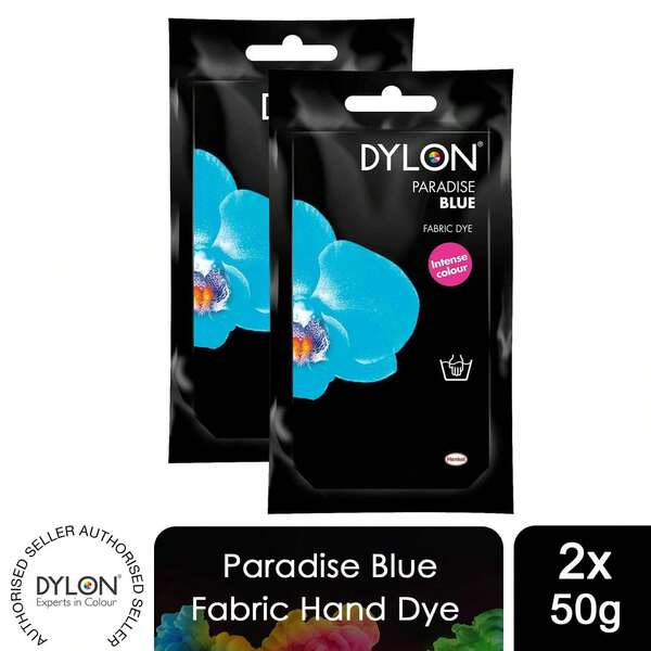 Dylon Hand Fabric Dye Sachets 2 Pack 50g Each For Clothes, Home Textiles, Soft Furnishings, Easy To Use For Customising And Refreshing Fabrics At Home