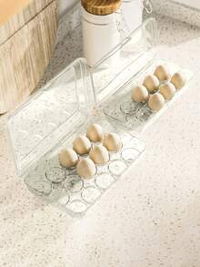 1 pieza Contenedor de almacenamiento de huevos para refrigerador, caja de conservación de alimentos de cocina, estante de huevos creativo, caja de almacenamiento transparente