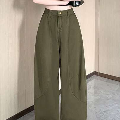 ユニセックス レディース ゆったりストレート アンクルパンツ インスタ風 香港スタイル オールシーズン デザイン