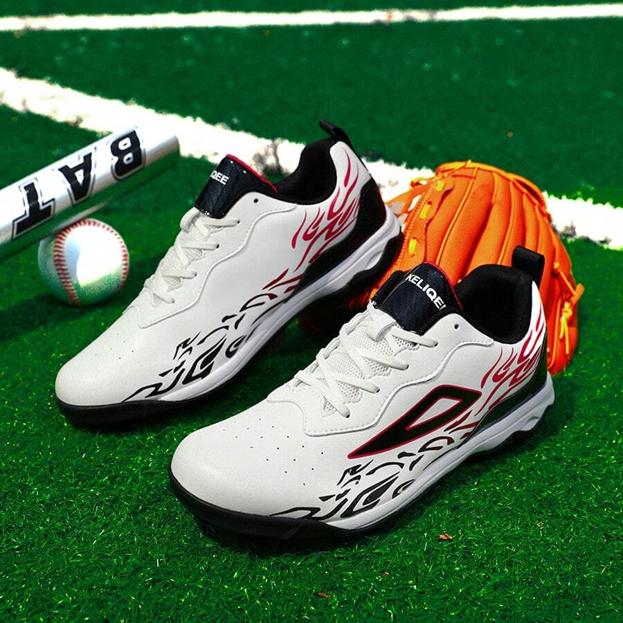Men's Professional Baseball Shoes, Baseball Training Shoes, Outdoor Shoes, Non-Slip Rubber Sole, Outdoor Sports Shoes - Black and White - View 1