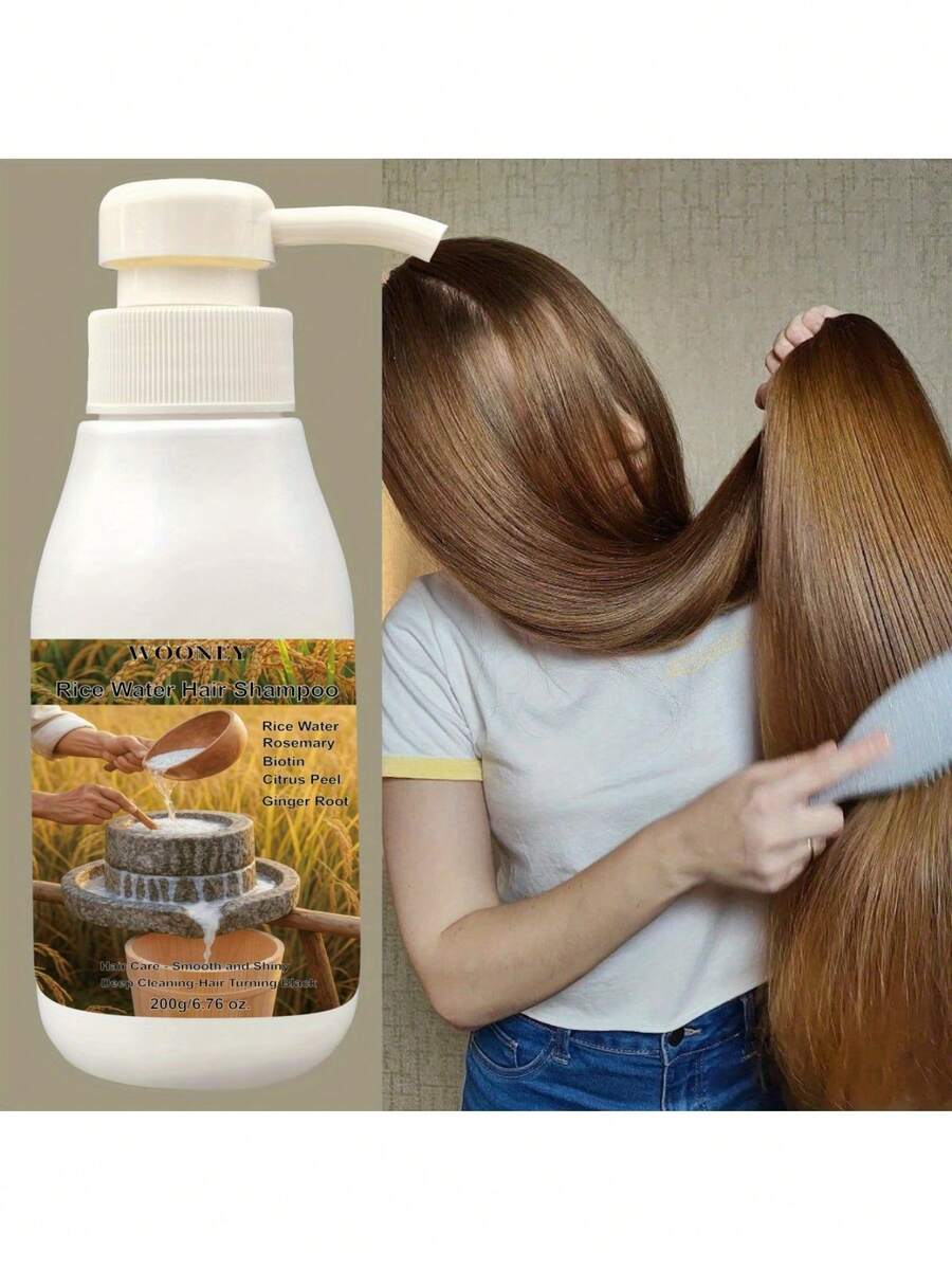WOOONEY 米水洗发水富含米水迷迭香生物素姜根洗发水护发-顺滑亮泽深层清洁-头发变黑夏秋季洗发可防止头发干燥使头发顺滑解决头发毛躁 - 1 件洗髮精 - 查看 1