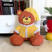 Briques mignonnes de l'ours chanteur principal, ours en pyjama, ours batteur, ours bassiste, ensemble de blocs de construction de la série ours, idéal pour les cadeaux de Noël, Halloween, Thanksgiving, Pâques, Saint-Valentin, anniversaire