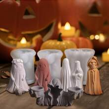 1 Stück Halloween Geister Serie Silikon Form, DIY Geister Braut und Bräutigam Handgemachte Seife, Gips, duftende Kerzen Form, Halloween Dekoration, Handwerksgeschenk Form