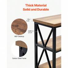 Narrow Console Sofa Table, 55.1 Inches Behind Couch Table, 3-Tier Long Entryway Table And Skinny Hallway Table, Narrow Sofa Table With Metal Frame, For Entryway, Hallway, Living Room & Bedroom - Multicolor - View 4