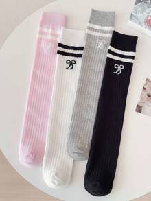 1 Pair/2 Pairs/4 Pairs Kids Over-The-Knee Socks, School Style Calf Socks, Versatile Long Tube Socks For Girls, Spring/Summer - Multicolor - View 20