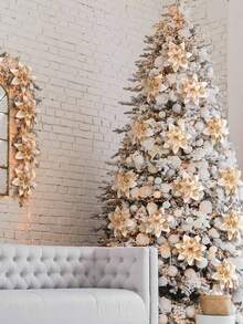 Conjunto de 10 flores de poinsétia douradas champanhe com prendedores, flores de Natal com glitter, flores artificiais luminosas, ótimas para decoração de árvores e guirlandas de Natal, decoração de árvores, casamentos, decorações de festas de fim de ano, celebrações em casa, festas de Natal, flores artificiais de Natal com glitter, enfeites para árvore de Natal, decorações de Feliz Natal para casa, presentes de Ano Novo.