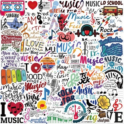 50PCS Inspirational Music Stickers - Waterproof Vinyl Decals For Notebooks & Luggage (Unique Motivational Quote Stickers For Musicians, DIY Personalized Decor)