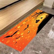 1pc Pumpkin Festival Non-Slip Kitchen Mat, Home Living Room Bedroom Entrance Decorative Washable Plush Carpet