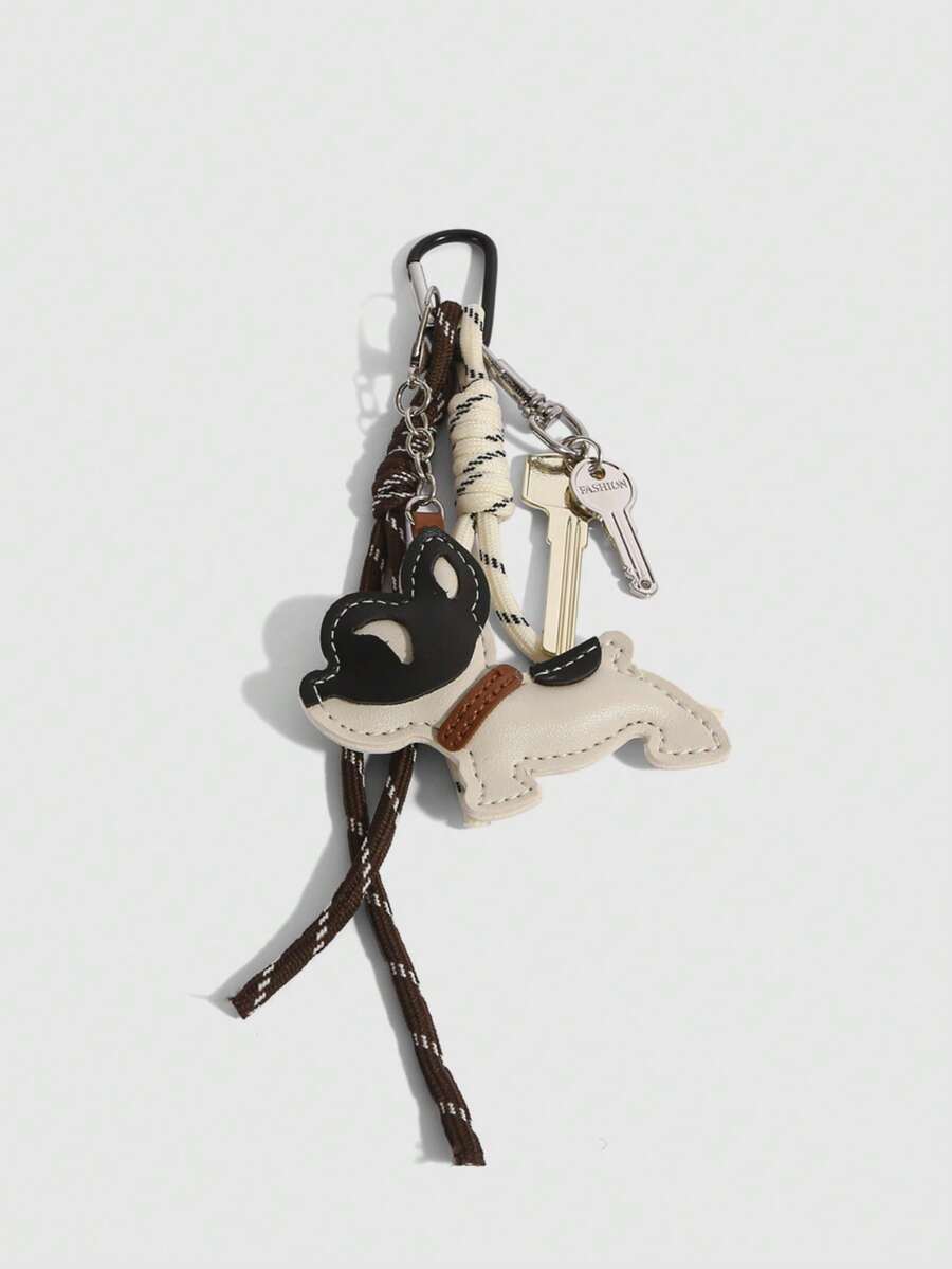 Modischer Bulldoggen-Schlüsselanhänger, süßer Cartoon-Hund-Schlüsselanhänger, dekorativer Seil-Schlüsselanhänger, geeignet für Frauen, Mädchen, Büro, Schule, kleines Geschenk für sie, kann Ihre Eleganz im Herbst unterstreichen