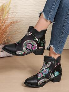 Autumn/Winter Thermal Lined Short Boots, Non-Slip Mother Shoes Flat Heel Mid-Heel Short Shaft Warm Black Boots