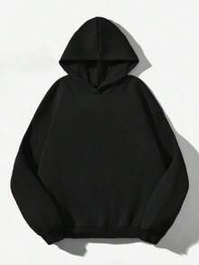 Sudadera  SudaderaschristmasAttitoon Casual Minimalist Navy Blue Hooded Long Sleeve Loose Fit Thick Sweatshirt For Women, Suitable For Autumn/Winter,FallLoose And Comfortablewinter Clothes For Women>Sweatshirtswinter Clothes For Women>Sweatshirts - Black 2 - 查看 2
