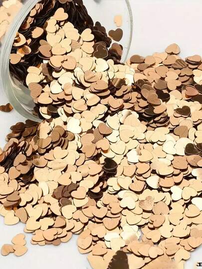 Rose Golden Heart-Shaped Paper Scraps - Perfect For Valentine'S Day, Weddings, Birthdays ,Holiday Parties, Craft Decorations, Wedding Decorations ,Romantic Atmosphere, Vibrant Sequins, Halloween Decorations, Christmas Decorations.