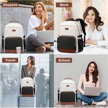 Laptop Backpack For Women Bookbag: 15.6 Inch Work School Backpacks With Pouch Pocket For Large Capacity Cup & USB Charger College Book Bag Outdoor Travel Business Nurse Teacher Bookbags Anti-Theft Back Pack Large Capacity Schoolbag Stylish Multi-Functional Multi-Layered Portable Cabin Bag - Maillard - Xem 9