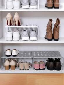 Expandable Shoe Rack, Multi-Functional Space-Saving Shoe Organizer Shelf, Wardrobe Partition Organizer Rack, Double-Deck Desktop Storage Rack, Kitchen Bowl Dish Cup Cutlery Draining Rack - Multicolor - View 2