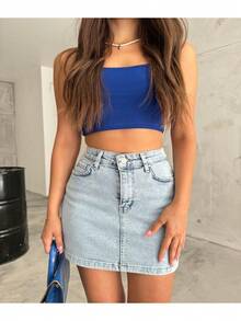 Mini-Jeansrock mit hoher Taille für Damen