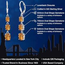 Gem Stone King 3-Stone Leverback Drop Dangle Earrings Women |   925 Sterling Silver |   Gemstone Birthstone |   Oval 8X6MM 7X5MM And 6X4MM |   Fine Jewelry Gifts Her Mom Women Wife - 黃水晶木 - 查看 2