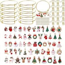 90入組可調節金色手鍊套裝，隨機附贈油滴吊墜耳環勾子和跳環，適用於DIY手鍊首飾製作