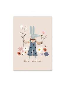 1 pieza Pintura en lienzo de arte de pared minimalista de dibujos animados de ratón, guepardo, conejo, oso o unicornio, pósteres y estampados nórdicos, decoración de pared para habitación de bebé y niños