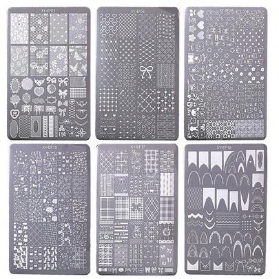 1片美甲印花板，新款INS风限量版，可爱动物、蝴蝶结、爱心、蕾丝、花卉图案美甲印花模板，美甲印花板，美甲印花凝胶指甲油板，法式风格，多功能，清新设计，经典中式印花板，美甲装饰配件，DIY美甲，适用于书籍、文具、桌面、平板电脑、玻璃装饰、日记本，是送给家人和朋友的绝佳礼物，配有透明硅胶印章。