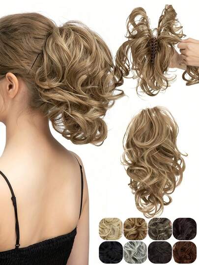 Haarknotverlenging met klauw, flexibele en verstelbare watervalknot, creëert direct een volle, natuurlijk ogende paardenstaart, geschikt voor vrouwen, voor dagelijks gebruik en speciale gelegenheden.