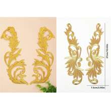 2 件金色镂空绣花布贴，带背胶，适用于服装配饰 - 金色 - 查看 14