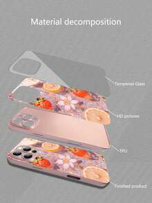 Carcasă de telefon roz, cu model strălucitor, cu halou, cristalin, flori de cireș colorate, gradient strălucitor, compatibilă cu 16 Pro Max/15 Pro/14/13/12 Pro/11/XS Max, Galaxy S25 Ultra/S24/S23/S22 Plus/A54/A55, Redmi Note 13 Pro/14 Pro, 13T Pro - Roz - Vizualizare 5