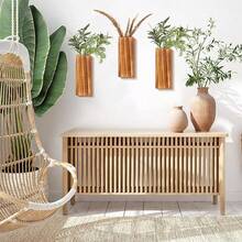 1 pieza Decoración de pared Macetero de pared de madera para plantas de interior, macetero de pared moderno para baño, sala de estar, decoración de pared de cocina, jarrón de pared de estilo rústico para decorar con flores secas y follaje artificial, marrón (plantas no incluidas), decoración del hogar, decoración de la habitación, decoración de pared