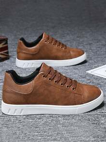 Men's Streetwear Skateboard Shoes, Plus Size Solid Color Casual Sneakers, Comfortable Non-Slip Lace-Up Sports Shoes Suitable For Men Outdoor Activities 2000s Style Valentine's Day Ideas