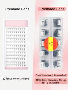 1000 Fans Loose Fans Curvature Size C Eyelash Extensions 3D 4D 5D 6D 8D Mixed Lengths 8-15mm Premade Volume Fans Pointy Base Lashes - C - View 6