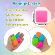 12pcs Mini Squeezing Upward Stress Relieving Cubes: Used For Relieving Anxiety, Stretching, Playing With Dough, Party Gifts, Hand Decompression Sensory Soft Balls (Random Color) - Multicolor - View 2