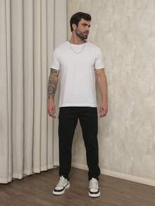 Men's Slim Fit Lycra Dress Pants With Built-In Pocket - màu đen - Xem 5