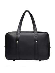 Stylish Japanese School Uniform Style Tote Bag, Versatile For Commuting, Laptop, Travel, Casual Wear, Minimalist Design, High-Quality Solid Color Large Capacity Women Shoulder Handbag - Black - View 2