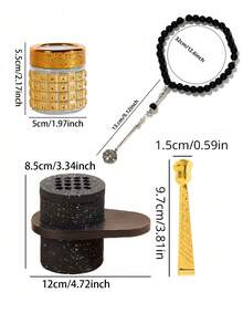 1 件/1 套树脂香炉/Bakhoor 香炉，黑白煤炭大理石图案树脂手持香炉，带盖款式。 - 奶油白 - 查看 4