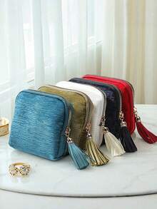 1pc Travel Jewelry Pouch, Velvet Storage Bag With Zipper For Jewelry, Organizer Bag For Additions, A Gift For Women, Travel Business Jewelry Bag - Multicolor - View 5