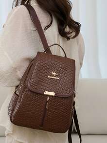 Women's Soft Leather Backpack, High Capacity Female Casual Travel Backpack - Brown - View 7