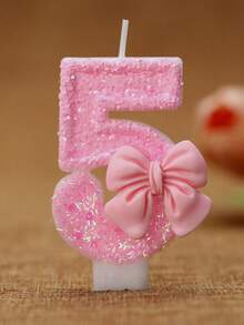 1pc Shiny Pink Bow Birthday Candle, Numbered Candles 0-9, With Pink Bow Decor Cake Topper Set, Suitable For Birthday Celebration, Graduation Anniversary Party, Back To School DIY, Valentine's Day Anniversary, Graduation Party And More - Multicolor - View 14