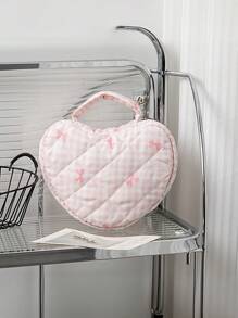 1 Stück Damen Handtasche für Make-up, ein blumenmusteriger, tragbarer, gesteppter Aufbewahrungsbeutel für Toilettenartikel und Kosmetik mit Nischenkonstruktion und großer Kapazität. Es hat einen einfachen, stilvollen und frischen Stil, was es zu einem Muss für die Reise und der perfekten Wahl für schöne Damen macht. Herbst Uni Essentials Reise Essentials Urlaubs Reise Tasche für Damen Make-up Organizer