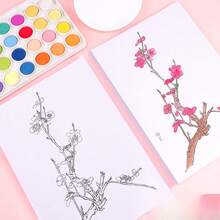 Set de colorear para adultos con acuarelas - 20 patrones florales + 1 imagen de referencia, perfecto para la práctica diaria de pintura con acuarelas, papel especial para acuarelas, regalo ideal para festivales y cumpleaños