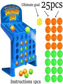[Interactive Bouncing Ball Game] Interactive Bouncing Ball Board Game For Family Fun | Strategy Tabletop Game, Enhances Logic Skills For Kids, Exciting Group Play, Durable Plastic, Mixed Colors, Win By Aligning Four Balls - Multicolor - View 4